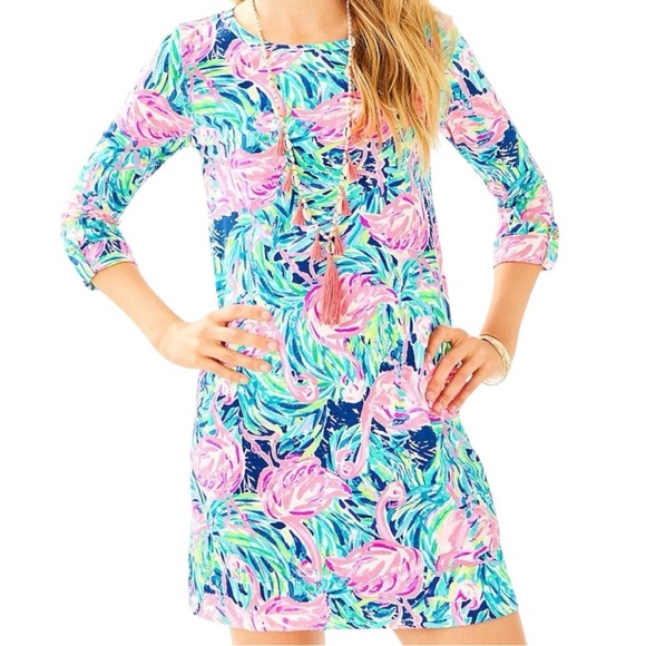 Lilly Pulitzer Dresses & Skirts - NWOT Lilly Pulitzer Linden T-Shirt Dress Flamingo Beach Size Medium